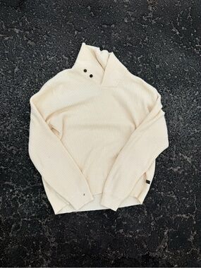 Polo Ralph Lauren Cream Rib-Knit Funnel Neck Sweater